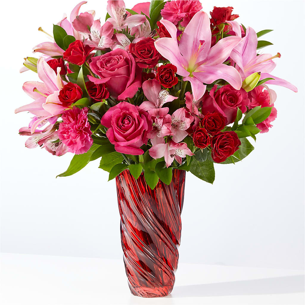 In Love Bouquet with Luxe Swirl Vase – Pavilions, Pleasanton CA