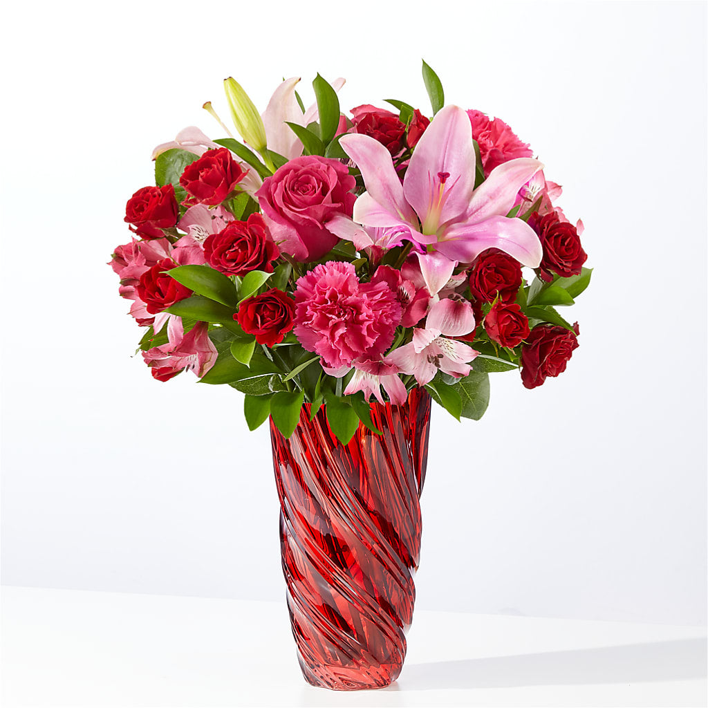 In Love Bouquet with Luxe Swirl Vase – Pavilions, Pleasanton CA