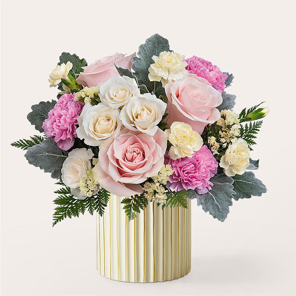 Blissful Moments Bouquet with Ivory Vase – Pavilions, Pleasanton CA