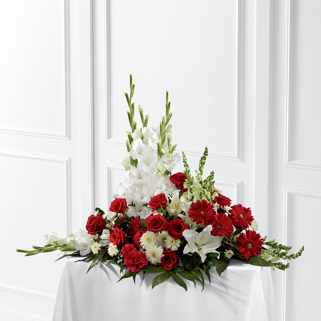 Crimson & White Arrangement – Pavilions, Pleasanton CA