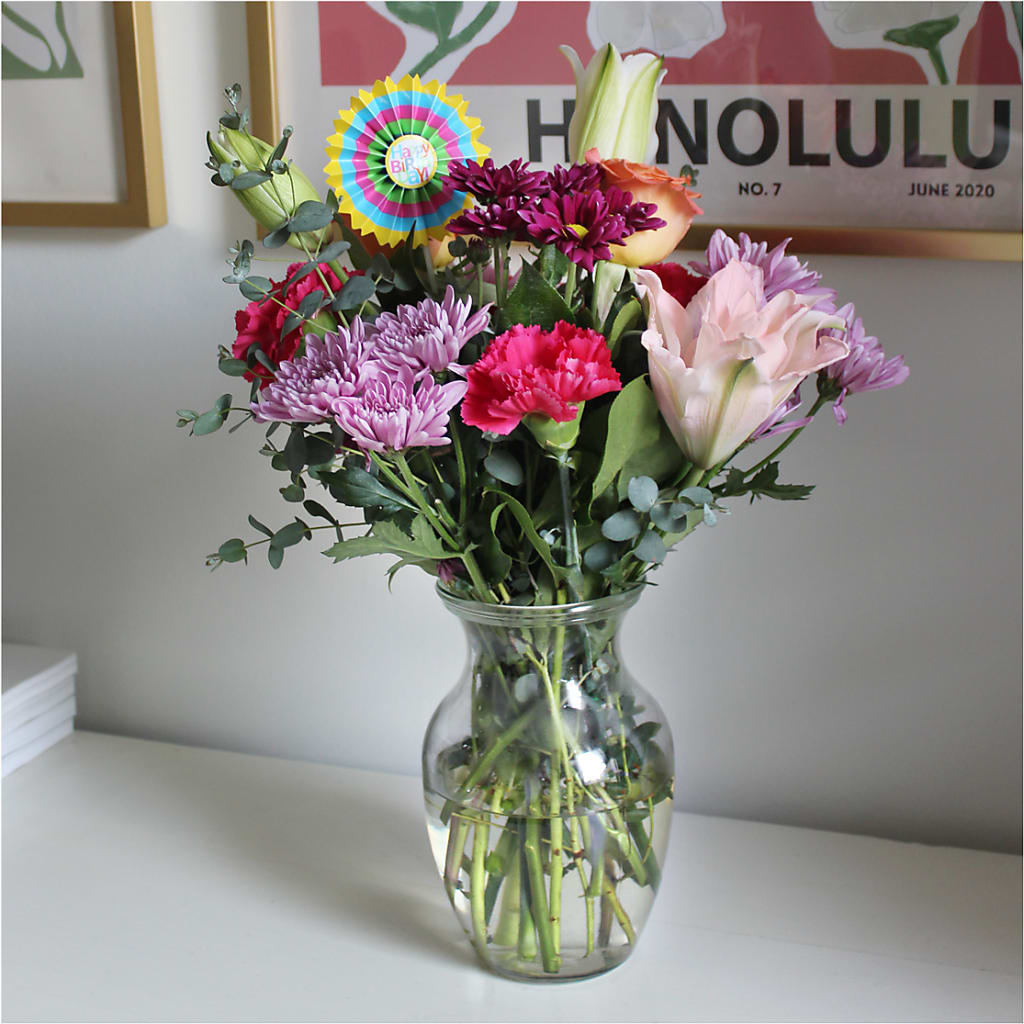 Light of My Life Bouquet & Happy Birthday Topper – Pavilions, Pleasanton CA