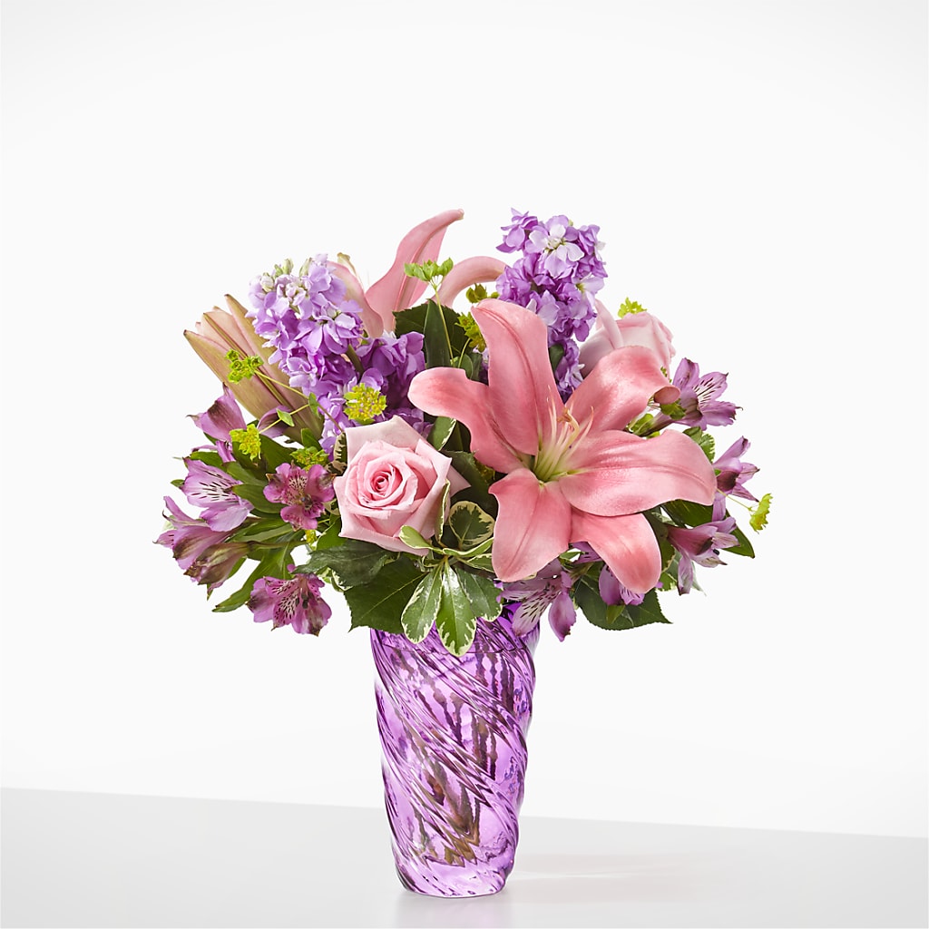 Precious Petals Bouquet with Luxe Swirl Vase – Pavilions, Pleasanton CA