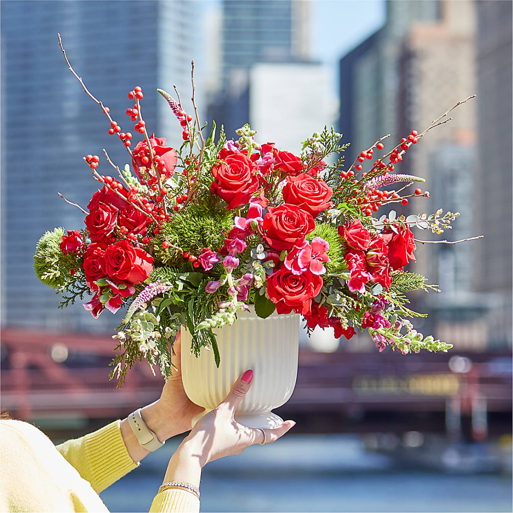 Big Red Bow Bouquet –  Pavilions, Pleasanton CA