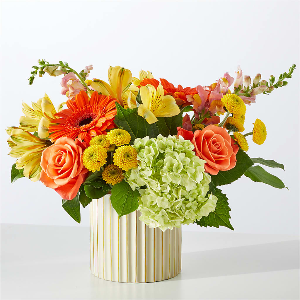Autumn Sunshine Bouquet with Ivory Vase –  Pavilions, Pleasanton CA