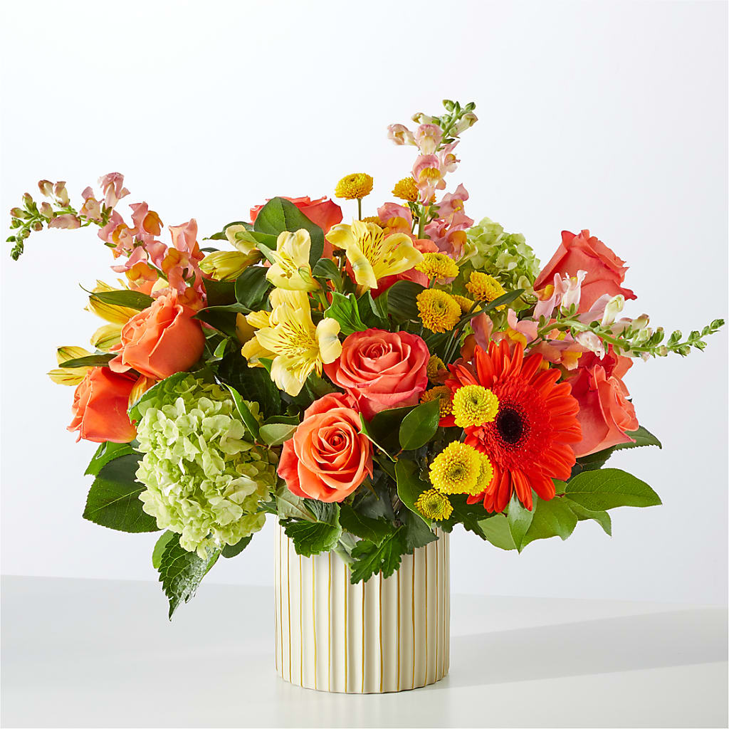 Autumn Sunshine Bouquet with Ivory Vase –  Pavilions, Pleasanton CA