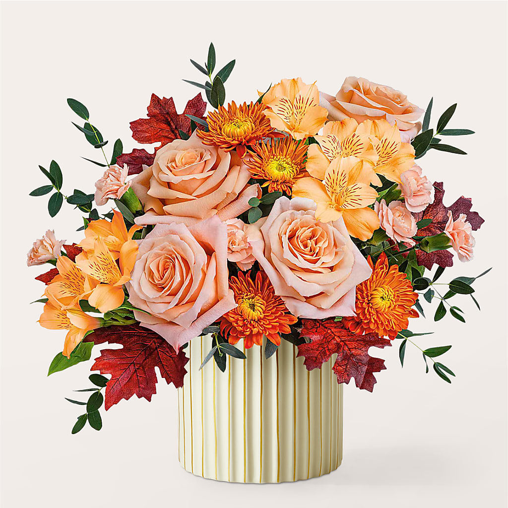 Spiced Latte Bouquet with Ivory Vase –  Pavilions, Pleasanton CA
