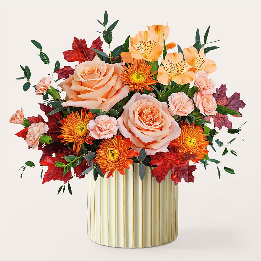 Spiced Latte Bouquet with Ivory Vase –  Pavilions, Pleasanton CA